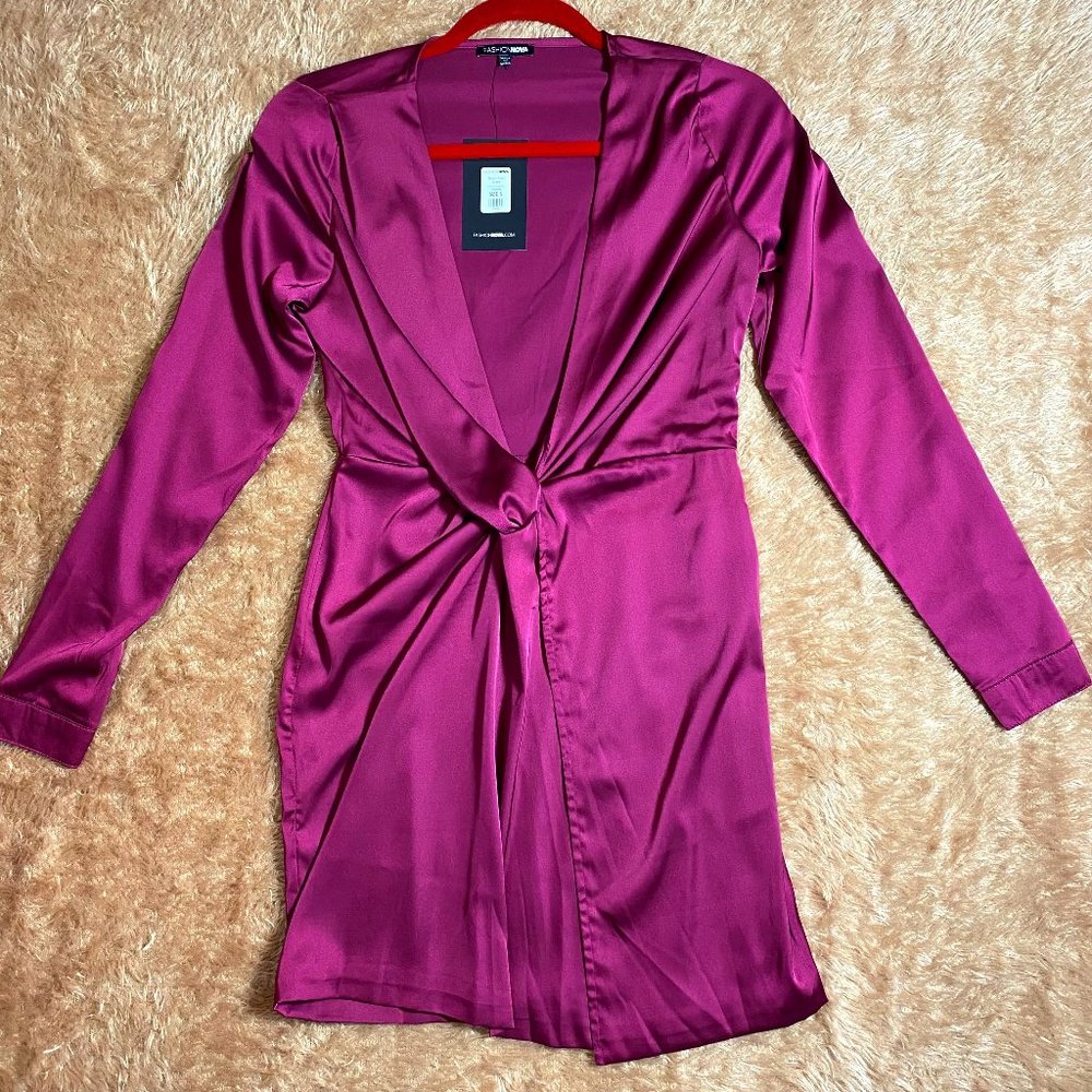 Burgundy Satin Dress from FashionNova